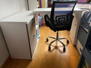 Mesa estudio (gira90grados)+almacenaje blanco/gris