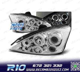 FAROS PARA FORD FOCUS I FACELIFT 01-04 OJOS ANGEL CROMO