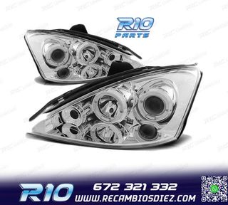 FAROS PARA FORD FOCUS I FACELIFT 01-04 OJOS ANGEL CROMO