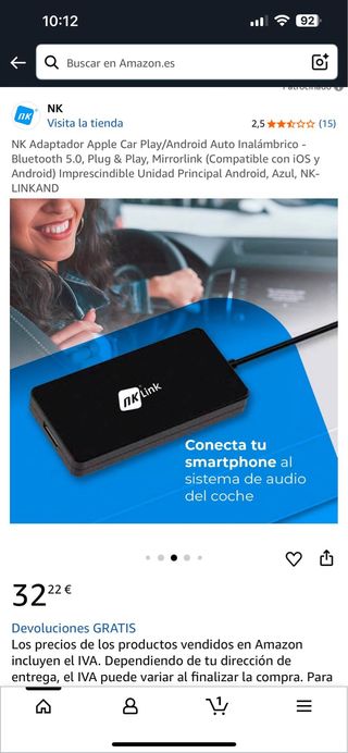 Adaptador NK Apple CarPlay/Android Auto Inalámbric