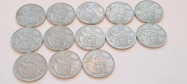 13 Monedas 25 Pesetas Franco