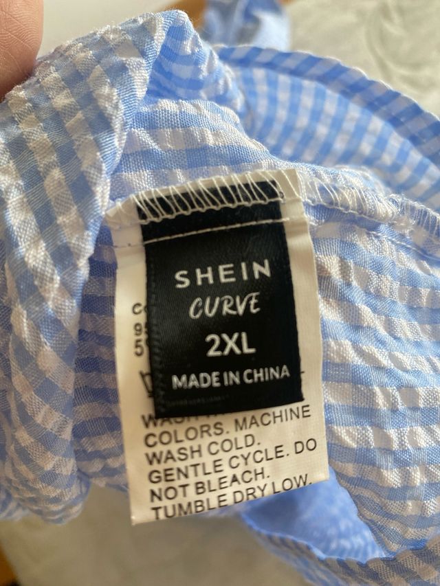 Blusa azul con volantes talla XXXL