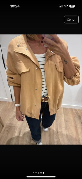 Chaqueta Bomber Beige/Marrón