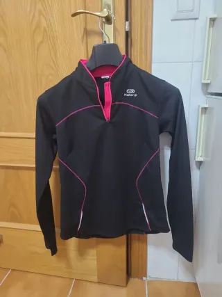 Sudadera Mujer Kalenji Negra y Rosa