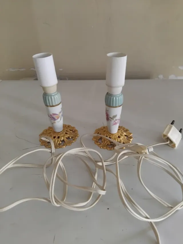 Coppia di abat-jour vintage di porcellana