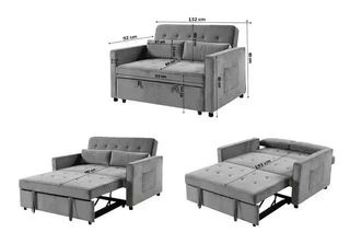 Sofá Cama Gris Tela