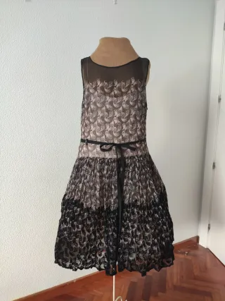 Vestido Beige y Negro para Fiesta