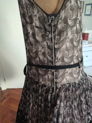 Vestido Beige y Negro para Fiesta