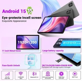 Tablet 11 " 36GB RAM+ 256GB ROM 4G SIM + 5G WiFI