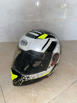 Casco Moto Premier Blanco y Amarillo