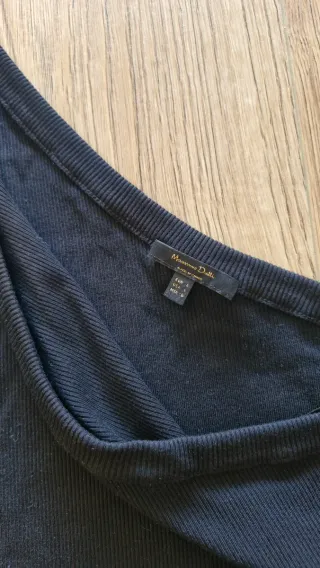 Top Massimo Dutti Negro Asimétrico