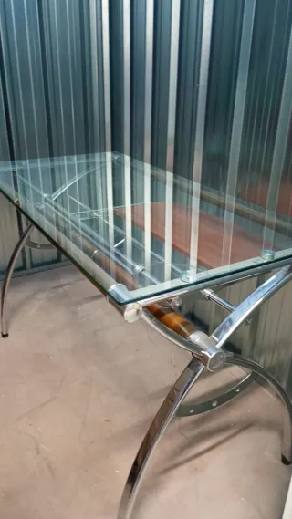Escritorio cristal oficina metal madera