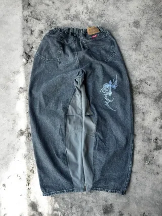 Pantalone baggy pants JNCO style y2k ricamato