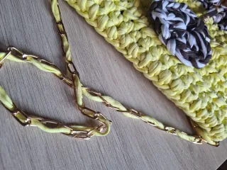 Bolso amarillo/marron de crochet hecho a mano