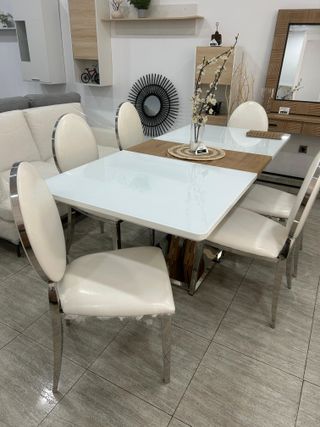 Paga a plazos!Conjunto Mesa extensible de 6 sillas