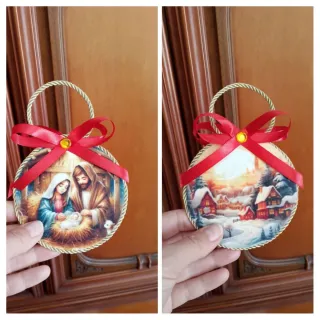 Medaglione Natalizio Presepe e Villaggio