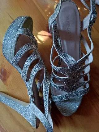 Zapatos de fiesta dorados y plateados