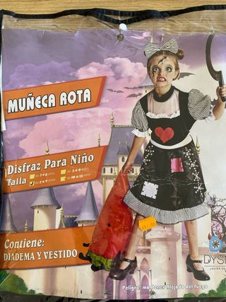 Disfraz Muñeca Rota Halloween Talla 7-9 años