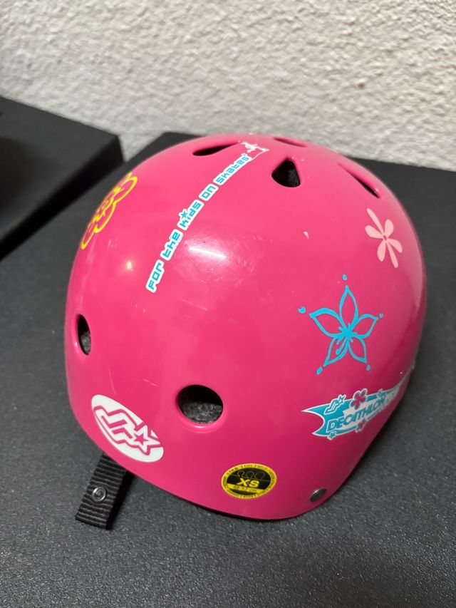 Casco infantil rosa para patinar Talla XS
