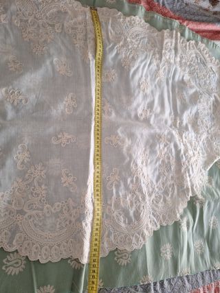 Mantilla velo batista beige y blanco