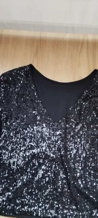 Falda y top de fiesta negro lentejuelas