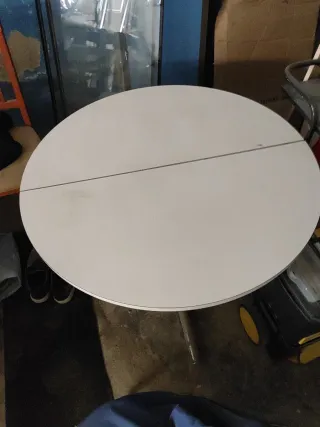 Mesa redonda extensible blanca   90*90  /90*125cm