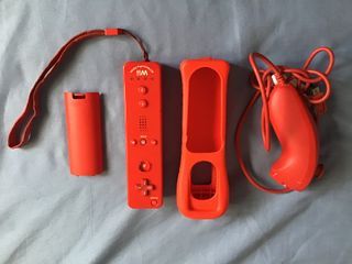 Mando Wii Rojo Motion Plus Inside + Nunchuck