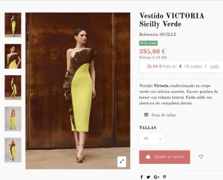 Vestido de fiesta VICTORIA, talla 38.