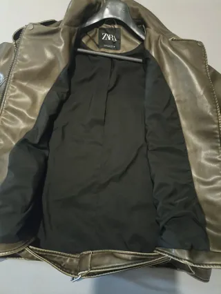 Cazadora Biker Zara kaki/Verde Oliva Talla XXL