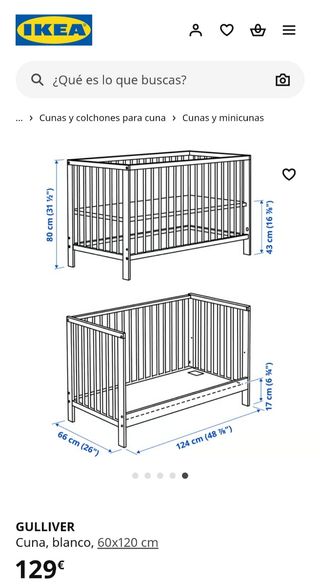 Cuna GULLIVER + Colchón (Krummelur) de Ikea