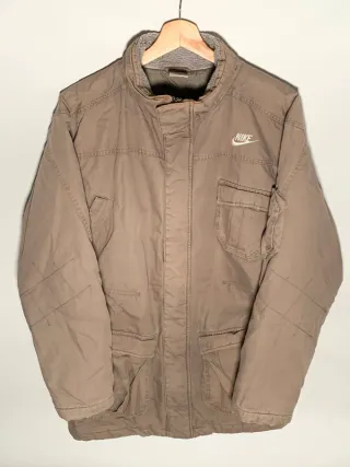 Abrigo Nike vintage, parka retro Y2K beige