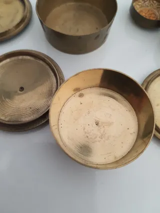4 scatoline indiane in ottone cloisonné vintage 