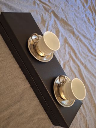 Set 2 Tazzine Caffè con Piattini Argento