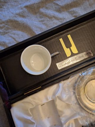 Set 2 Tazzine Caffè con Piattini Argento