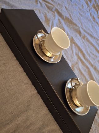 Set 2 Tazzine Caffè con Piattini Argento