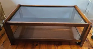Mesa Centro Madera y Cristal