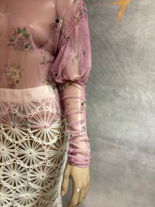 Blusa Zara Tul Estampada Manga Larga T M
