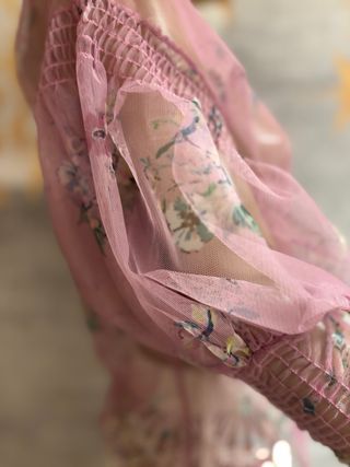 Blusa Zara Tul Estampada Manga Larga T M