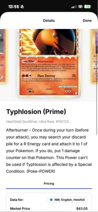 Carta Pokémon Typhlosion Rara