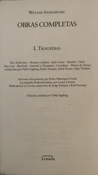 OBRAS COMPLETAS I - TRAGEDIAS - W. SHAKESPEARE