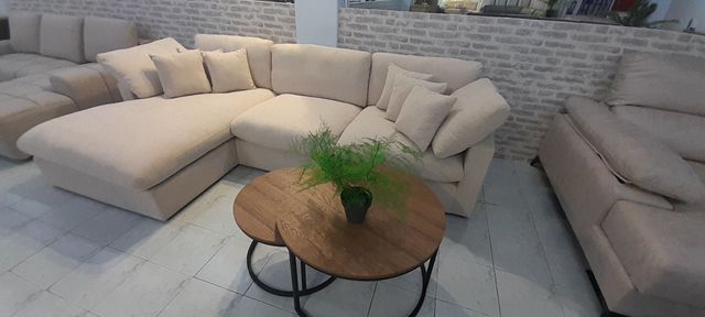 Sofá Chaiselongue Beige Tela + Envío gratis