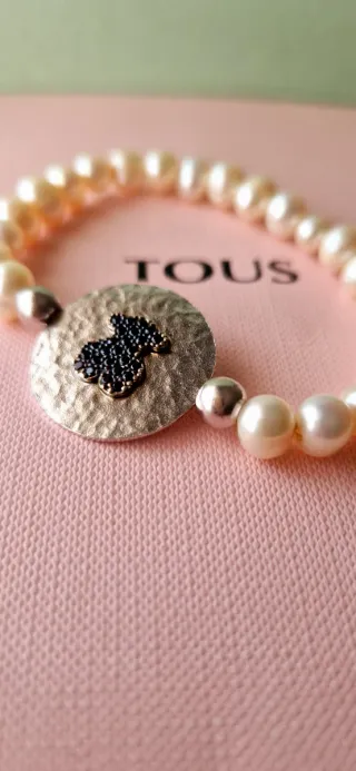 Pulsera Tous Perlas y Plata Oso Negro