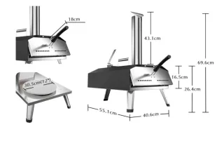 Forno per pizza KitchenBoss 12 a pellet nero/argento