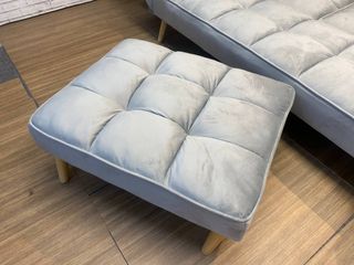 Sofá Cama Gris Terciopelo+puff terciopelo