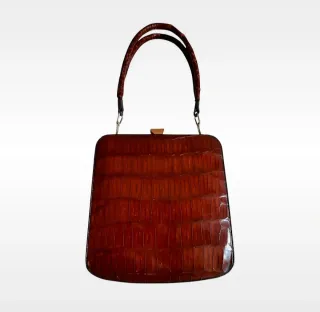 Bolso Vintage Cocodrilo Marrón 50s 60s