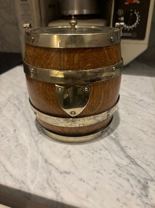 Secchiello per ghiaccio vintage in legno e metallo