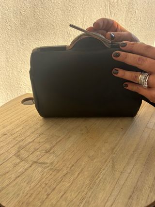 Borsa pelle nera vintage anni '70