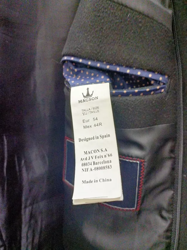 Abrigo Negro Hombre Talla 54.