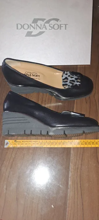 Scarpe Donna Soft Tg 37 Pelle Nere Leopardate