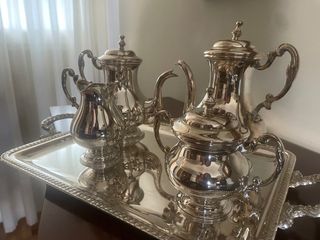 Juego café alpaca plateado con sello 4L CON Spain